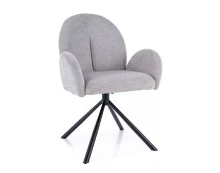 Scaun tapitat PLANET RAVEN rotativ, material textil grey 60x61xH88cm, picioare negre