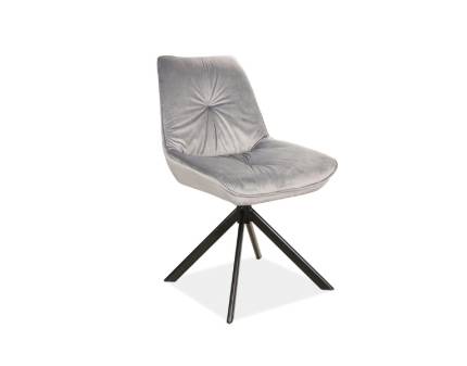 Scaun tapitat BOOGIE I VELVET rotativ, catifea grey 53x45xH89cm, picioare negre