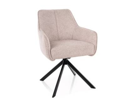 Scaun tapitat NOTTI LEO rotativ, material textil cream 55x62xH83cm, picioare negre 