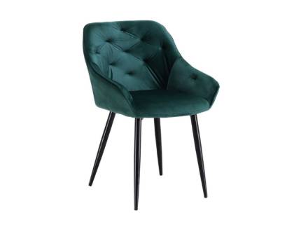 Scaun tapitat K487 catifea green 65x56xH81cm, picioare negre