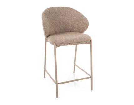 Scaun tapitat pentru bar KIOTO H-2 material textil beige 54x56xH90cm, picioare casmir
