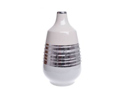 Vaza ceramica alb/gri/argintiu 17.5x17.5x30.5cm
