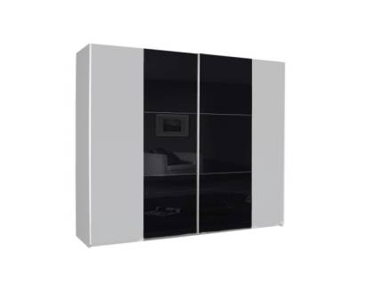 Dulap alb alpin/sticla neagra 261x210x59cm KRONACH COLOR II