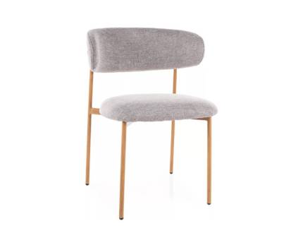 Scaun tapitat ELTON D BREGO minimalist, material textil grey 56x58xH80cm, picioare nuanta lemnului