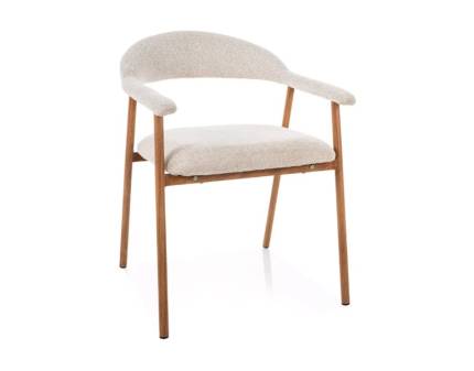 Scaun tapitat LAGOS D RAVEN material textil cream 57x61xH76cm, picioare nuanta lemnului stejar