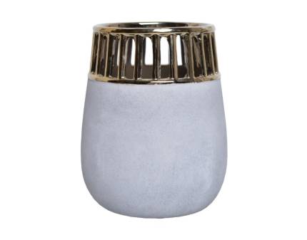 Vaza ceramica gri/ auriu M 18x18x22cm