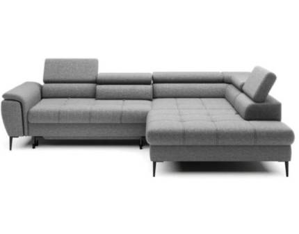 Coltar extensibil DENVER L cu lada pentru depozitare, tetiere reglabile, spatar reglabil, personalizabil 288x218cm
