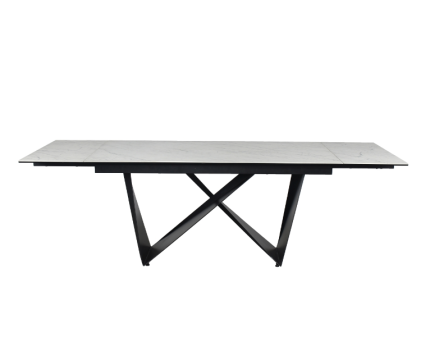 Masa extensibila CAVALLI II CERAMIC din ceramica cu efect de marmura alba, metal negru 160-240x90xH76cm