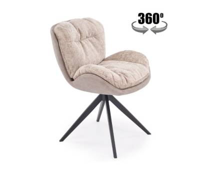 Scaun tapitat K599 rotativ, confortabil, material textil beige/ ecopiele bej 58x67xH85cm, picioare negre