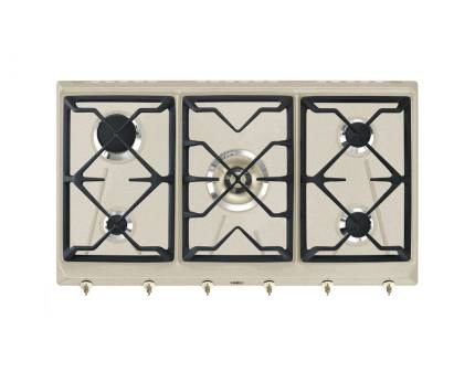Plita incorporabila pe gaz Smeg Coloniale Aesthetic SRV896AVOGH2, 90 cm
