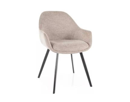 Scaun tapitat VINTO BREGO material textil beige 57x60xH85cm, picioare negre