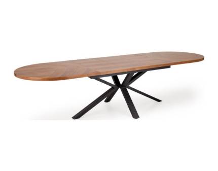 Masa extensibila JASON din MDF + furnir natural nuc, otel vopsit negru 180-300x100xH74cm