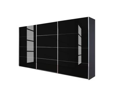Dulap gri metalic/sticla neagra 361x210x62cm KULMBACH