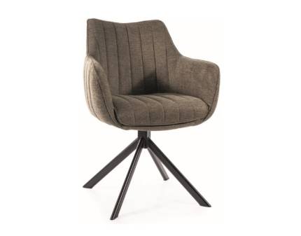 Scaun tapitat AZALIA BREGO rotativ, material textil olive 61x58xH86cm, picioare negre