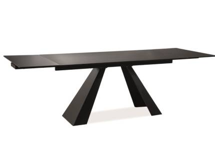 Masa extensibila SALVADORE din sticla securizata termorezistenta neagra, metal negru 120-180x80xH76cm