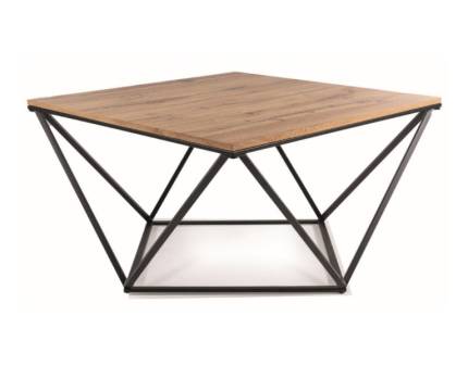 Masuta SILVER A ARTISAN din MDF si furnir stejar artisan, metal negru 80x80xH45cm