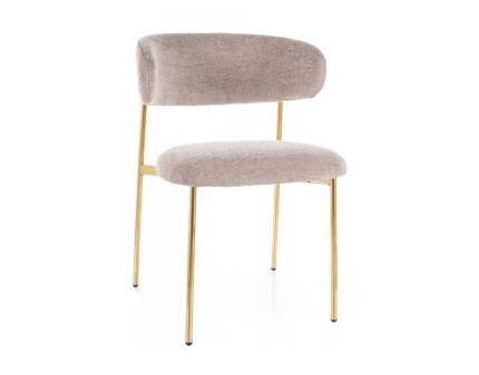 Scaun tapitat ELTON RAVEN minimalist, material textil beige 56x58xH80cm, picioare aurii