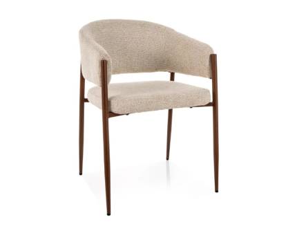 Scaun tapitat AKITA material textil beige 56x62xH78cm, picioare si cadru nut