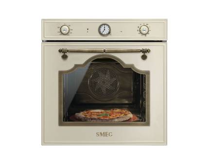 Cuptor incorporabil electric Smeg Cortina SFP750POPZ, 60 cm, crem, pirolitic, retro, pizza