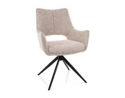 Scaun tapitat FINO II rotativ, functie de inclinare a spatarului, material textil light beige 56x60xH87cm, picioare negre 