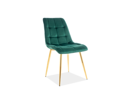 Scaun tapitat CHIC VELVET GOLD catifea green 50x58xH88cm, picioare aurii 