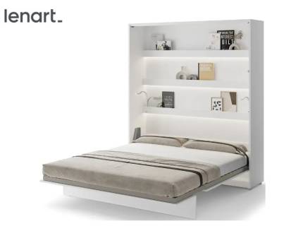 LENART BED CONCEPT BC-13P pat (180x200cm) rabatabil pe perete 191x46-228x218cm alb lucios 
