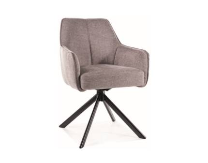 Scaun tapitat NOTTI BREGO rotativ, material textil light grey 55x62xH83cm, picioare negre