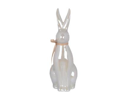 Decoratiune iepuras crem 12x13x31cm 