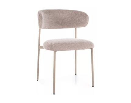 Scaun tapitat ELTON BREGO minimalist, material textil cappuccino 56x58xH80cm, picioare casmir