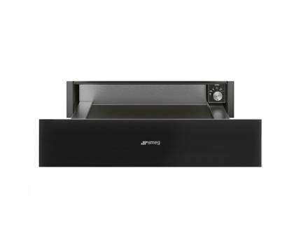 Sertar termic incorporabil Smeg Linea Aesthetic CPR115B3, negru, finisaj inox, 15 cm, 21 l