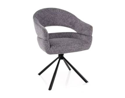 Scaun tapitat BORGO LEO rotativ, material textil grey 58x60xH87cm, picioare negre  