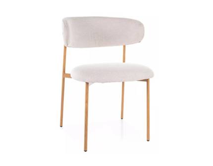 Scaun tapitat ELTON D BREGO minimalist, material textil cream 56x58xH80cm, picioare nuanta lemnului