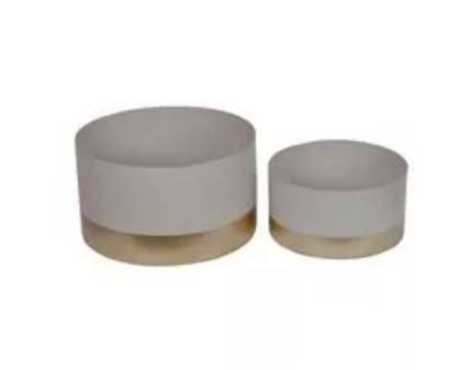 Set 2 ghivece pentru iarba metal auriu 23x12/30x17cm