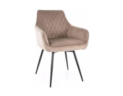  Scaun tapitat SERVIO VELVET rotativ, catifea beige 55x58xH88cm, picioare negre