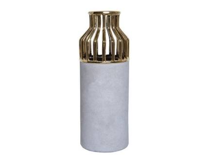 Vaza ceramica gri/ auriu 12.5x12.5x35cm