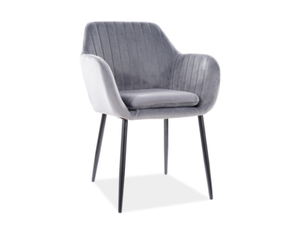 Scaun tapitat WENUS VELVET catifea grey 57x58xH82cm, picioare negre