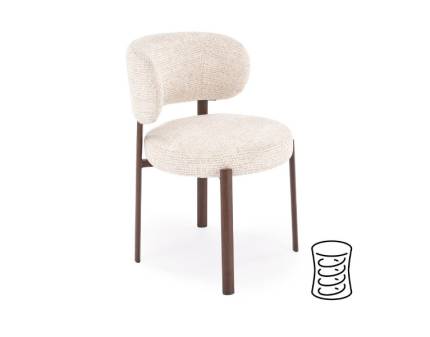 Scaun tapitat K605 material textil beige 56x60xH80cm, picioare nuc
