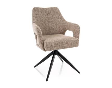Scaun tapitat OLSEN NOELLE rotativ, functie de inclinare a spatarului, material textil dark beige 59x65xH86cm picioare negre  