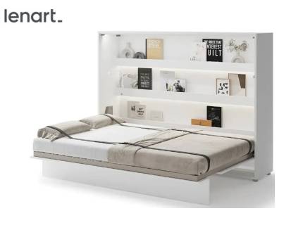 LENART BED CONCEPT BC-04 pat (140x200cm) rabatabil pe perete orizontal 211x46-168x158cm alb