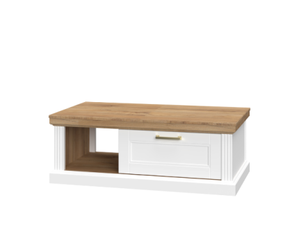 Masuta cu 1 sertar pentru depozitare TARA WHITE 110x61x40cm alb mat/ nuc Pacific