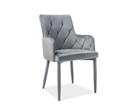 Scaun tapitat RICARDO VELVET catifea grey 57x55xH87cm, picioare negre