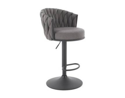 Scaun tapitat pentru bar H125 reglabil pe inaltime, elegant, material textil grey 54x56xH90-105cm, picior negru