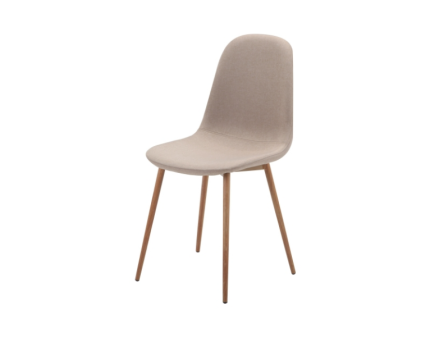 Scaun tapitat FOX minimalist, material textil beige 44x39xH86cm, picioare nuanta lemnului