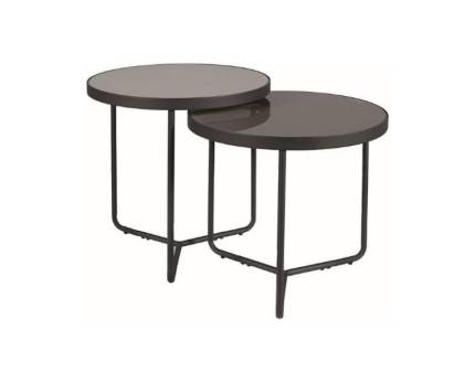 Set 2 masute PENELOPE GREY din sticla calita gri si neagra, metal negru 50xH50cm / 50xH45cm