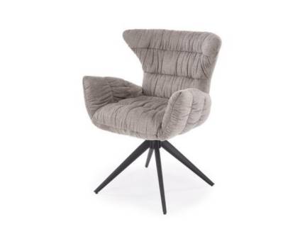 Scaun tapitat K595 rotativ, comfort, material textil grey 68x66xH88cm, picioare negre 