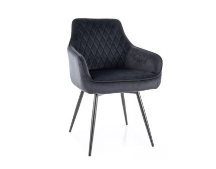  Scaun tapitat SERVIO VELVET rotativ, catifea black 55x58xH88cm, picioare negre