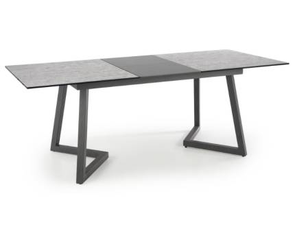 Masa extensibila TIZIANO din MDF si sticla gri inchis, metal gri inchis 160-210x90xH76cm