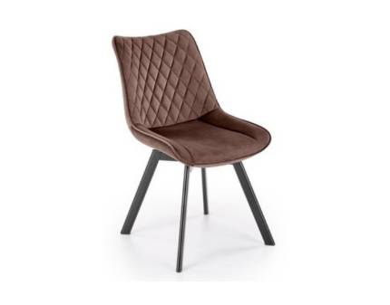 Scaun tapitat K520 rotativ, catifea brown 46x47xH80cm, picioare negre 