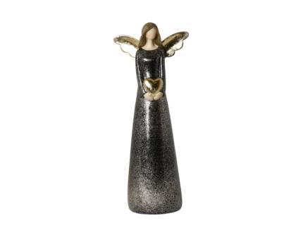 Inger din ceramica negru/ auriu cu inima