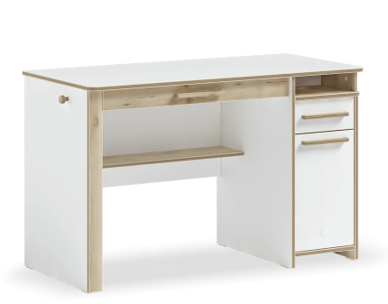 Birou cu 1 usa si 2 sertare MODERA 120x57xH75cm alb/ natur